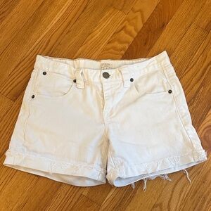 J. Crew Factory White Denim Frayed-Hem Shorts